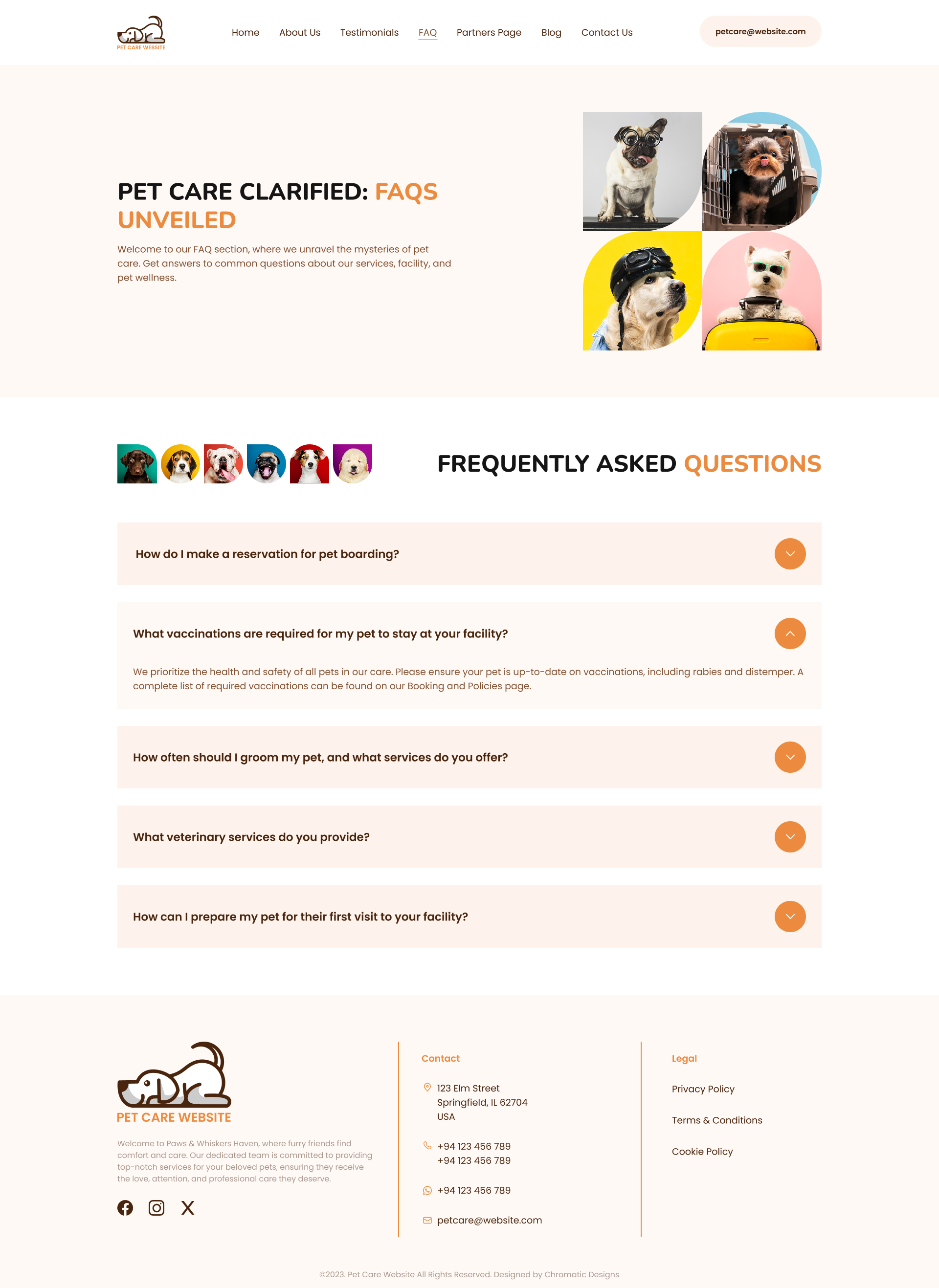 FAQ page