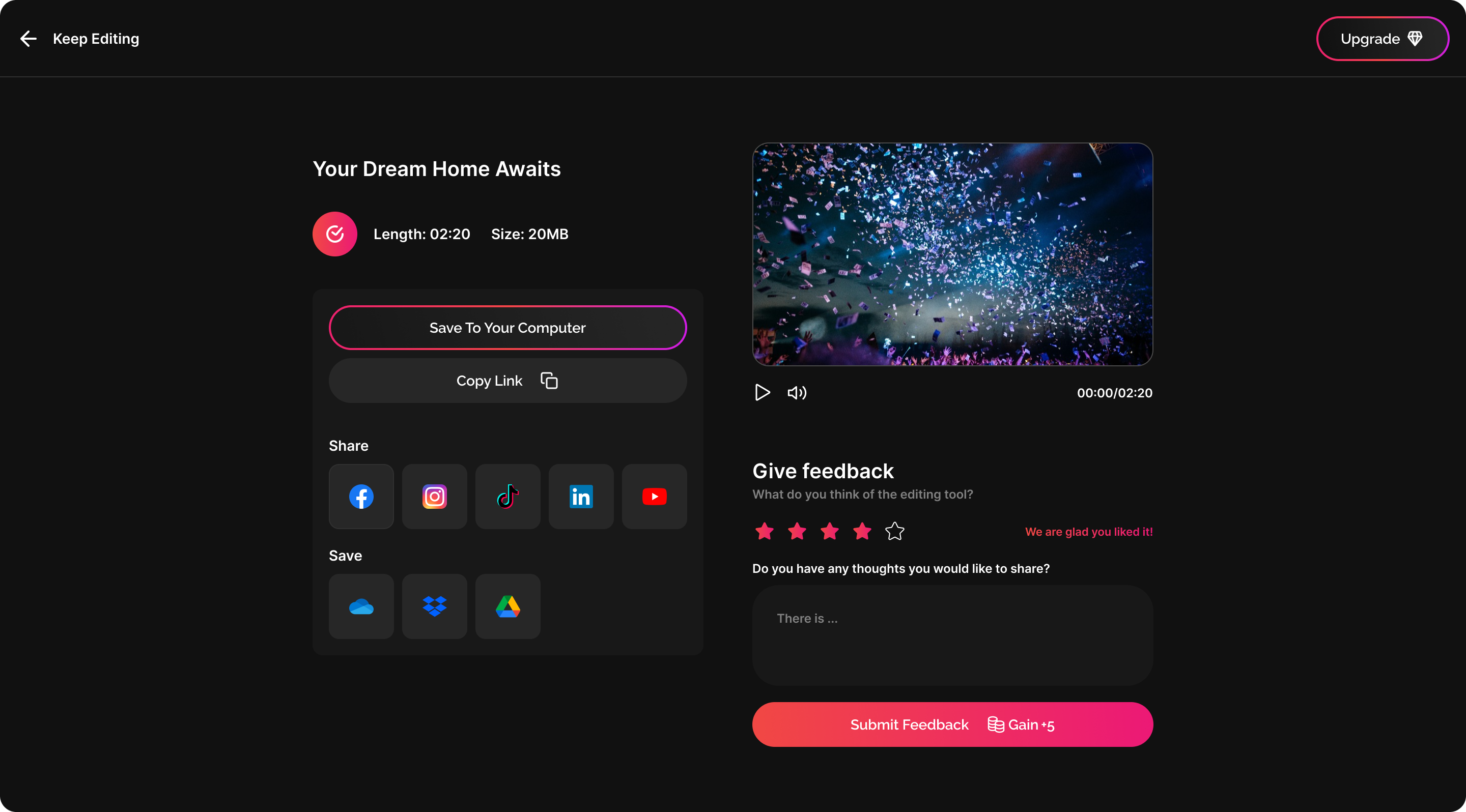 Edit screen